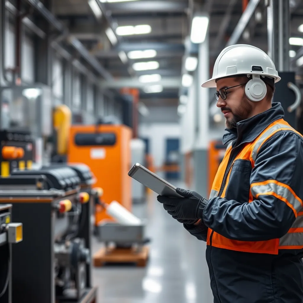 A professional industrial inspector in a clean facility hold